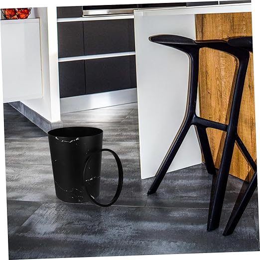 1piece Stylish Marble Waste Bin Kitchen Wastebasket Press Ring Modern Open Top Garbage Can for Bathroom Living Room