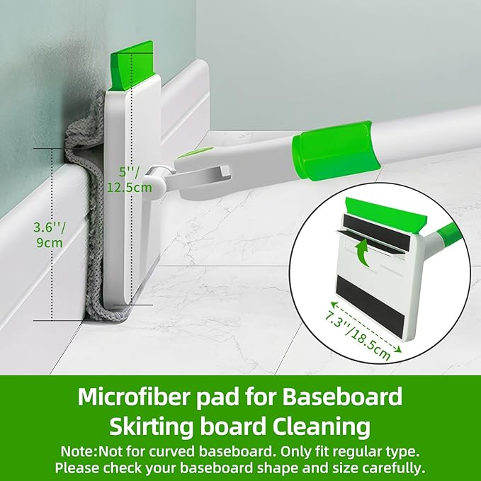 Baseboard Cleaner Tool with Handle Extendable Long Handle Baseboard Floor Cleaning Tool Duster with Reusable Pads for Floorboard