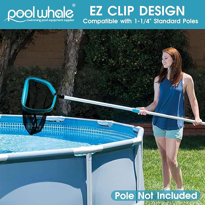 POOLWHALE Pool Skimmer Net Rake Aluminum Frame Deep Nylon Net Ultra Fine Mesh Pool Nets for Cleaning Leaves Debris &amp Swimming Pools Skimming