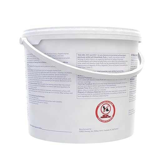 Diversey 100895931 Avert Sporicidal Disinfectant Cleaner Hospital Grade Kills C. Difficile Spores Extra Large Size Wipes 160-Wipes 1-Bucket