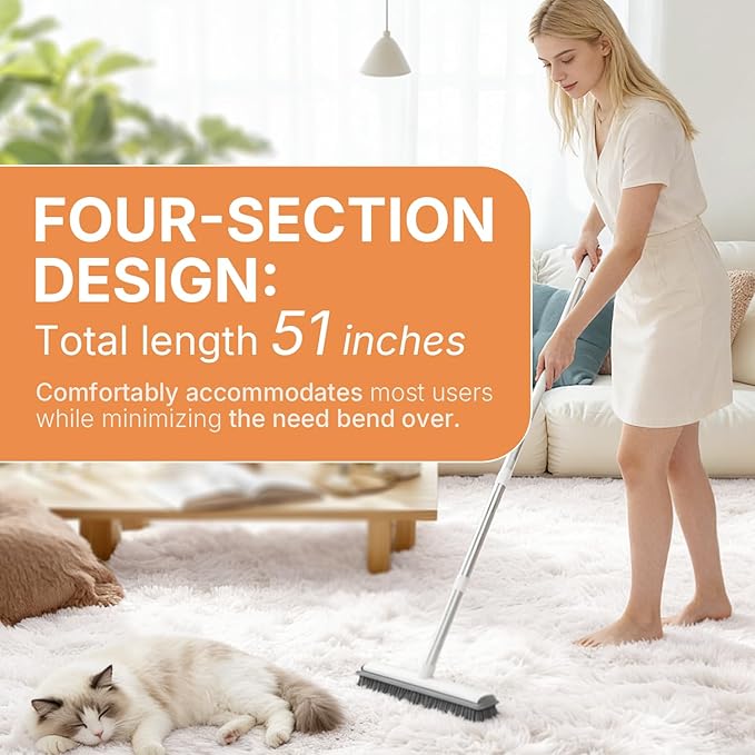 Carpet Rake for Pet Hair Removal 4 in 1 Reusable Pet Hair Removal Tool Kit 50'' Adjustable Long Handle Dog &amp Cat Hair Remover Broom with Handle &amp 2 Pets Hair Removal Gloves for Carpets Rugs