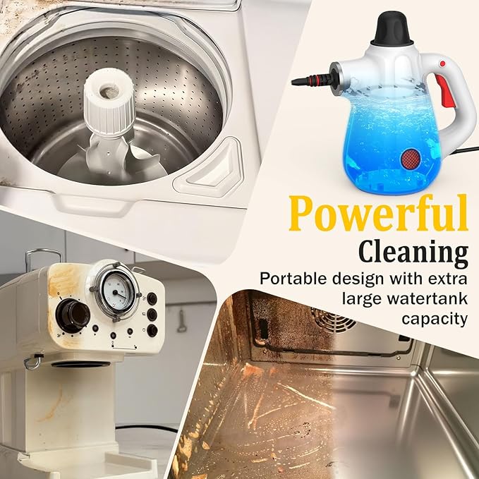 Steam Cleaner Deep Cleaning Multi-Surface Handheld Steam Cleaner with Steam Lock Button &amp 16 PCS Accessories 100% Natural Portable Steamer for Cleaning Home Car Bathroom Kitchen Grout Tile Windo