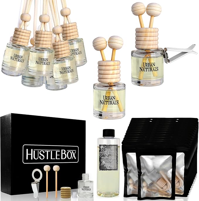 Smoked Vanilla Hanging Car Air Freshener and Essential Oil Diffusers with Vent Clips - 25-Pack Automobile Aromatherapy Diffuser Bottles - Kit Ideal for Resale Gifts &amp Party Favors