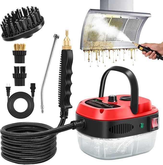 2500W Handheld Steam Cleaner 10S Rapid Heating Steamer with 6 Adjustable Levels 36oz Large Capacity Water Tank Portable High-Power Steam Cleaner for Home Kitchen Bathroom Floor Car