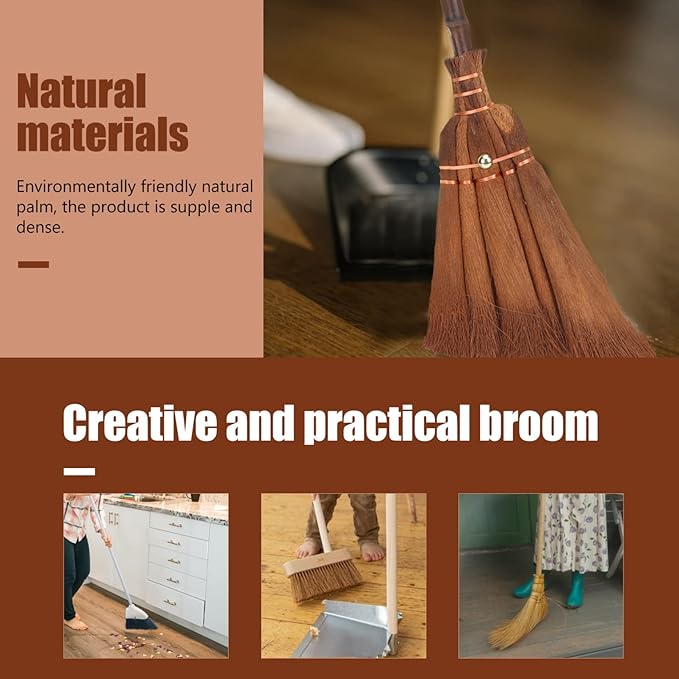 Cabilock Children S Broom Lightweight Manual Broom with Natural Fiber Whisk and Wood Handle 24.40 Inch Educational Toy for Indoor Outdoor Cleaning