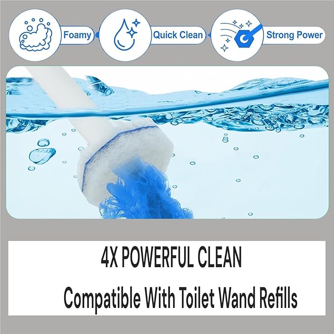 Disposable Toilet Wand Refills Compatible with Most Bowl Brush Wands Deep Cleaning Scrubber Pads for Stain Removal (100 WHITE)