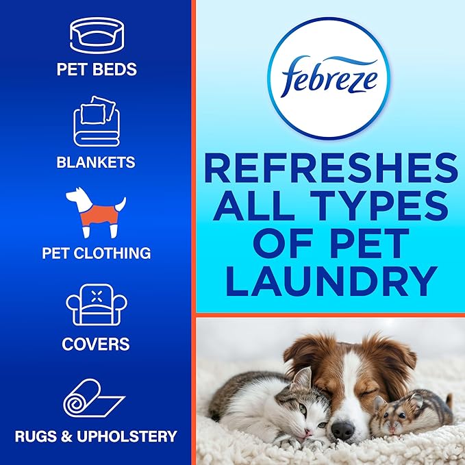 Febreze Laundry Detergent Additive for Pet Supplies Maximum Strength In Wash Pet Odor Eliminator Designed to Remove Tough Odors in Fabrics and Clothing in a Single Wash Fresh Scent 98 fl oz