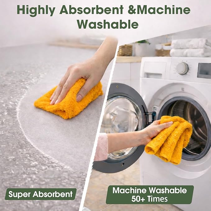 Microfiber Cleaning Cloth Roll–100 Pack Tear Away Microfiber Towels Reusable Washable Scratch-Free Kitchen Towels for Car Home Kitchen Glass Dishes(Tangerine Yellow)