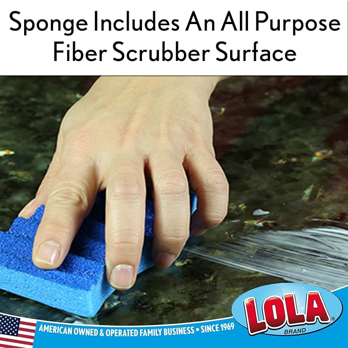 LOLA All Purpose Scrub Sponge 12 Pack Made in USA Scrub Sponge- Superior Technology Non-Scratch Long Lasting - Dishes Mugs Non-Stick Cookware