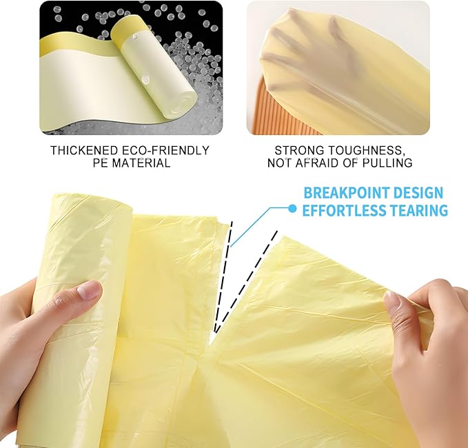 4 Gallon Yellow Trash Bags - Drawstring small trash Bags for Bathroom Kitchen Bedroom Office 200Count Durable &amp Thick Trash Bag