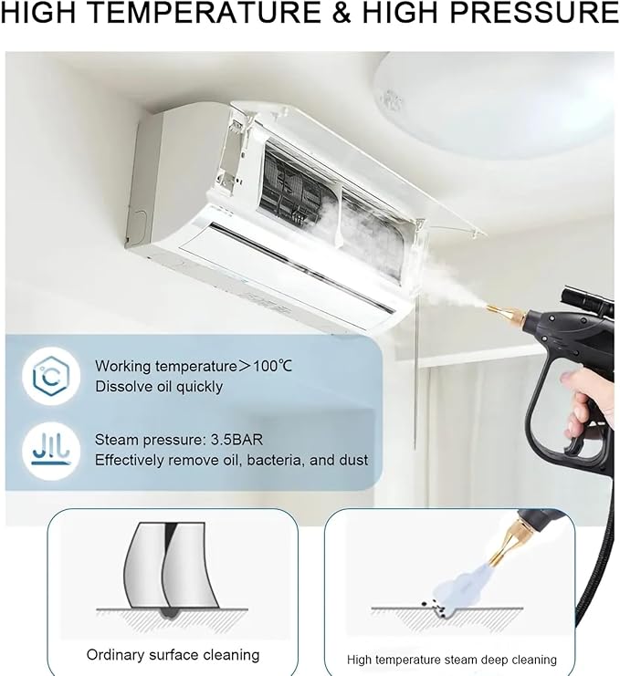 Steam Cleaners High Pressure Steam Cleaner 2600W Portable Cleaning Handheld Furniture 220V Safe Power Supply Fast Heating Steamer Handheld Steam Cleaner for Bathroom Grout Tile Car Detailing