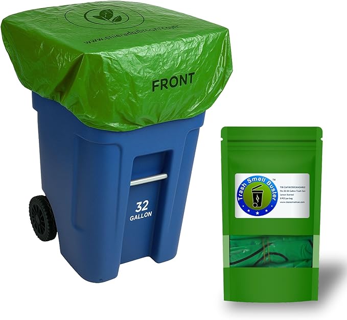 Trash Can Smell Eliminator Cover Odor Eliminating Bag Lemon Scented Durable Chemical Free 32 Gallon 3 Pack