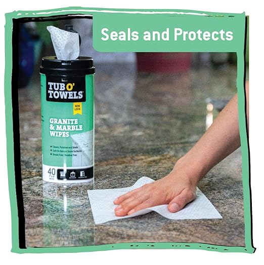 Tub O Towels Granite Tile and Marble Cleaning Wipes - Clean Polish and Seal 40-7” x 8” Wipes Per Tub 2-Pack white (TW40-GR-2)