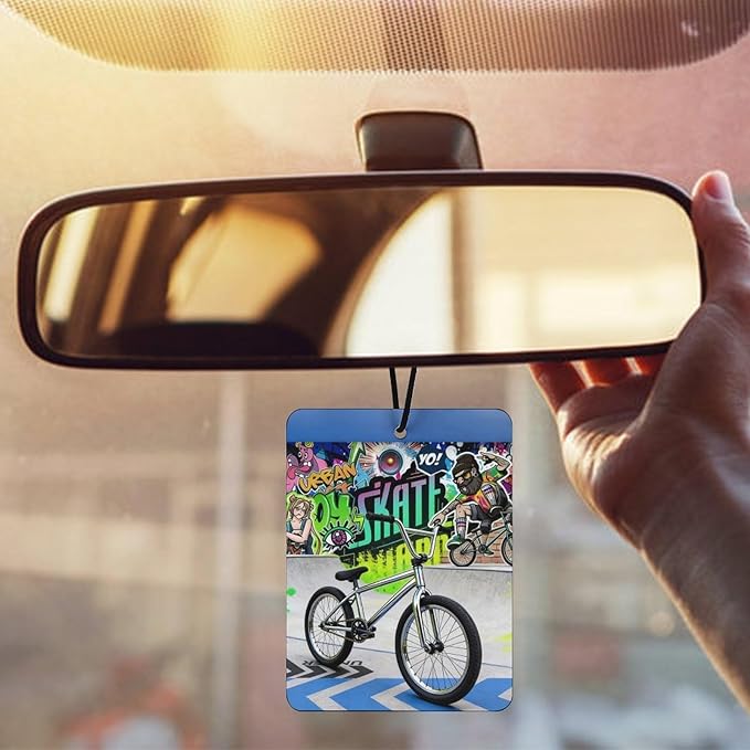 5PCS Car Air Freshener Hanging Personalized Double Sided Urban Bike Car Fresheners Long Lasting New Cars Scents Cute Automotive Freshies for Closets Drawers (tea)