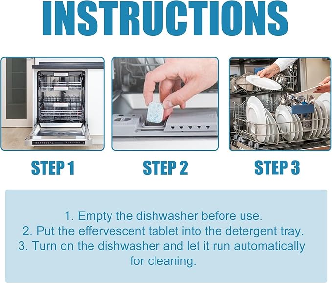 Powerful Dishwasher Cleaning Tablets - Eliminate Dirt Odor &amp Excess Foam Deep Clean Your Dishwasher(3PCS)