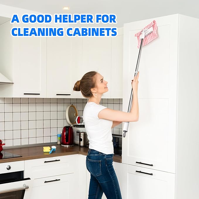 No Wash Cloth Changing Mini Mop | Automatic Click on Lazy Mops for Kitchen Counter with Snap-Grip System Multi Surface Floor Cleaning (1 mop + 20 Cloths)