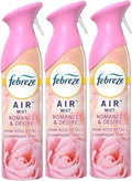 FE.BRE.ZE. AIR FRESHENER. Mist Romance &amp Desire Pink Rose Petals Champagne Spritz Scent 3 Bottles 8.8 0z (pack 3)