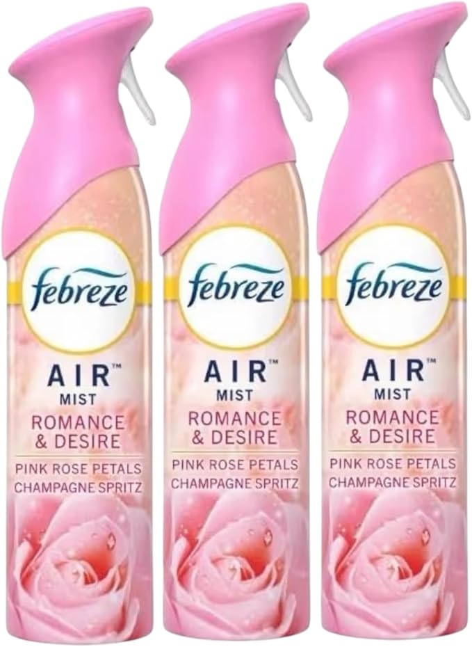 FE.BRE.ZE. AIR FRESHENER. Mist Romance &amp Desire Pink Rose Petals Champagne Spritz Scent 3 Bottles 8.8 0z (pack 3)
