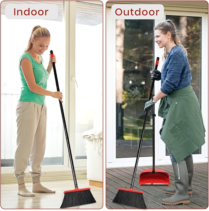 TreeLen Broom and Dustpan Set 52 inch Broom and Dust Pan Combo for Home