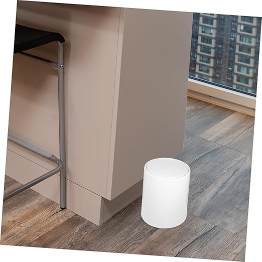 PRETYZOOM Press Trash Can with Lid White Wastebasket for Home Office and Bedroom Versatile Trash Container for Easy Waste Disposal