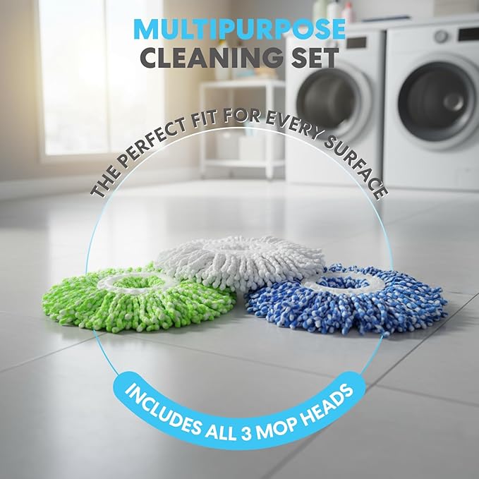 Simpli-Magic 79349 Spin Mop Cleaning System with 3 Microfiber Mop Heads Red/GRAYRed/Black