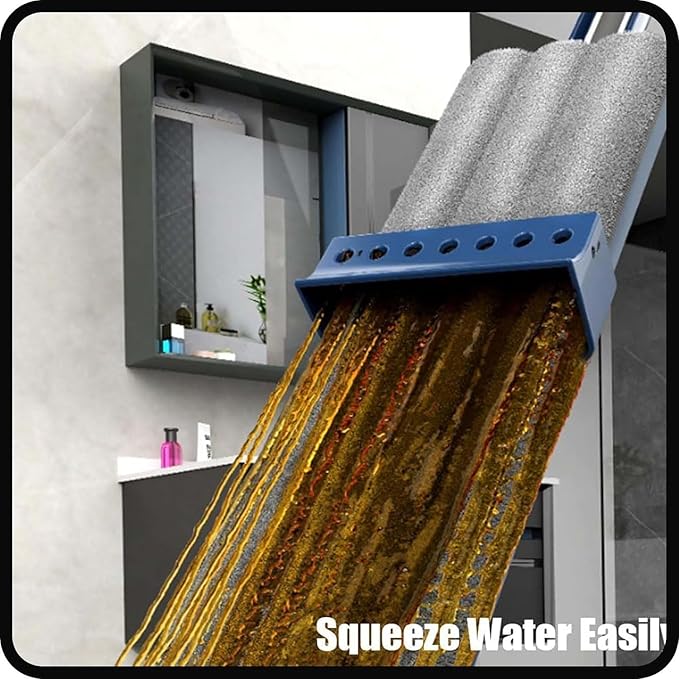 Large Flat Mop - Magic Mop 360° Wall Cleaning with Long Handle Stainless Steel Long Handle with 2/4 Microfiber Pads for Floors Corner Window 12027(White Mop+2 Rag)