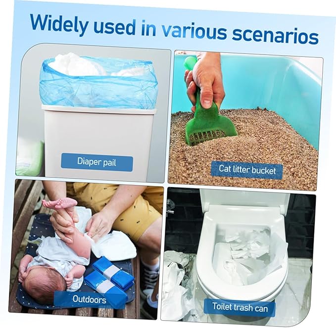 iplusmile 5 Rolls Blue Diaper Pail Bags 260mm X 7m Pe Odor-proof Trash Bags for Diaper Disposal and Outdoor Use