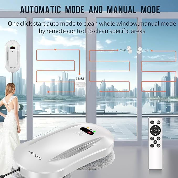 Window Cleaning Robot with Auto Water Spray &amp Smart Navigation Automatic Window Cleaner Robot for Inside/Outside Glass with Triple Safety System Edge Detection and Remote Control