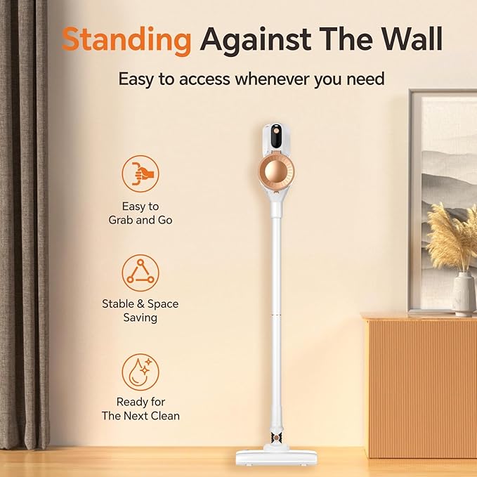 Cordless Vacuum Cleaner Powerful Vacuum Cleaners for Home with Mopping Function Water Tank Stick Vacuum Cordless Rechargeable Lightweight Vacuum for Pet Hair Hard Floors Carpet Gold