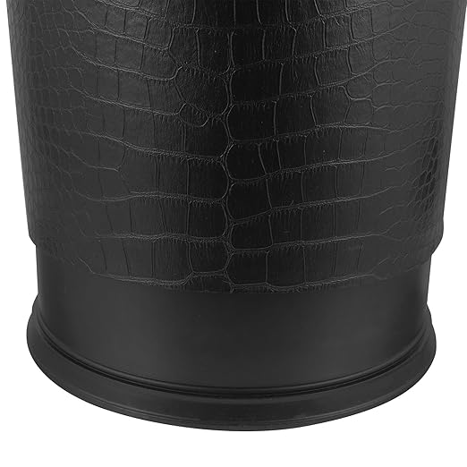 Vintage Style Wastebasket Garbage Bucket with Double-Layer Crocodile Texture Retro Round Home Trash Can for Bathroom Kitchen Office Use