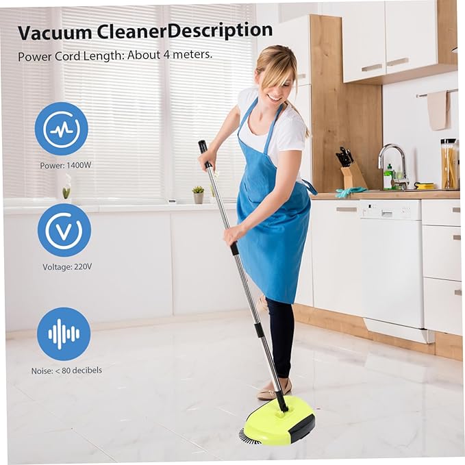 Hand Push Sweeper 360° Rotating Broom Dustpan for Easy Cleaning Random