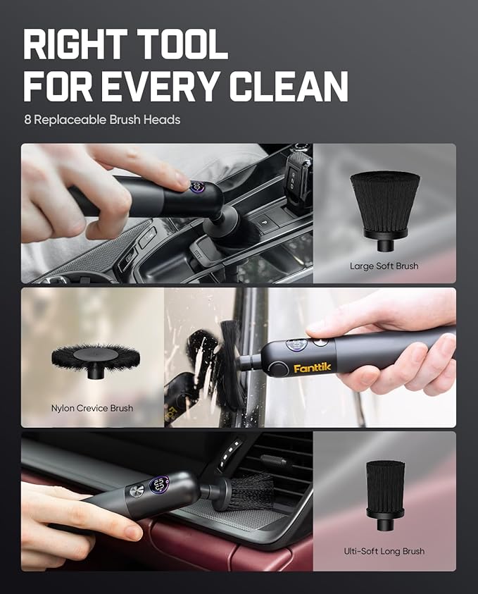 Fanttik Flip G10 Nano AutoCare Cordless Electric Scrubber Dual-Speed with 8 Brush Heads Adjustable Angle &amp Smart Display IPX7 Waterproof for Deep Car Cleaning