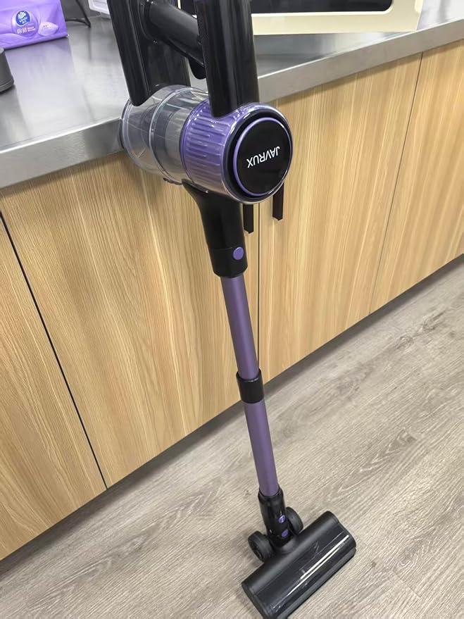 Vacuum Cleaner Purple 46KPa/500W Stick Vacuum with 55 Mins Runtime Self-Standing Vacuum Cleaner for Home LED Display Anti-Tangle Brush Rechargeable Vacuum for Hardwood Floor