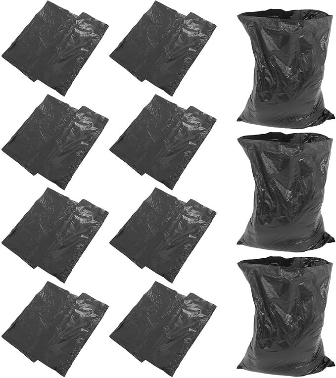 SECFOU Heavy Duty Kitchen Trash Bags 70x90cm 50pcs Thick Commercial Garbage Bags for Office and Property Cleaning Waste Disposal
