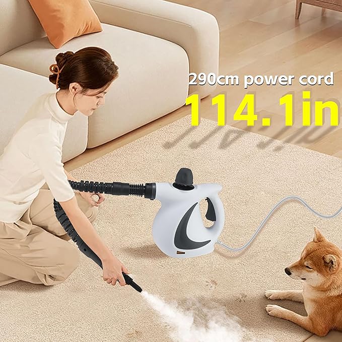 Handheld steam cleaner handheld steamer -135 ° C high temperature and high pressure 9-piece set of accessories suitable for whole house/kitchen/car/clothing sterilization and cleaning
