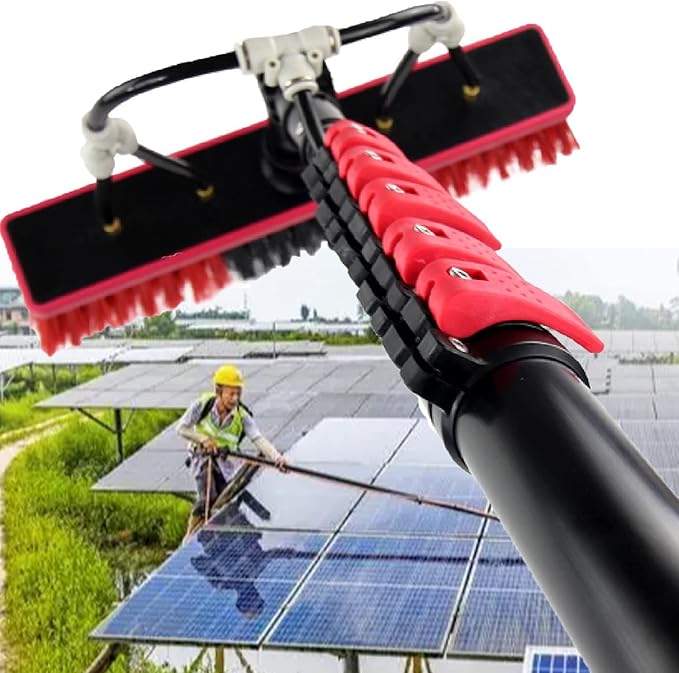Glass Cleaning Brush Home Water Fed Telescopic Pole Kit Solar Panel Brush Rotating for Photovoltaic PanelWater Fed Window Cleaning Pole(5.4M-10.8M) Hose-Fed Window Cleaner Brush Cleaning T