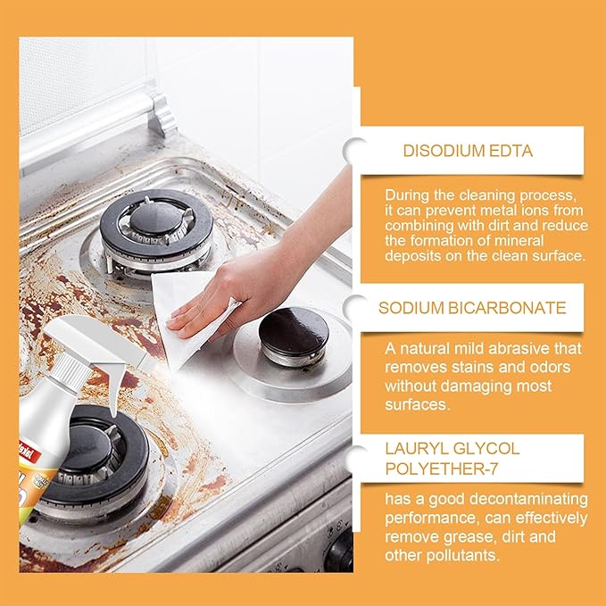 Kitchen Foam Cleaner - Removes Stubborn Grease &amp Oil Prevents Mineral Deposits For Stoves &amp Range Hoods(2PCS)