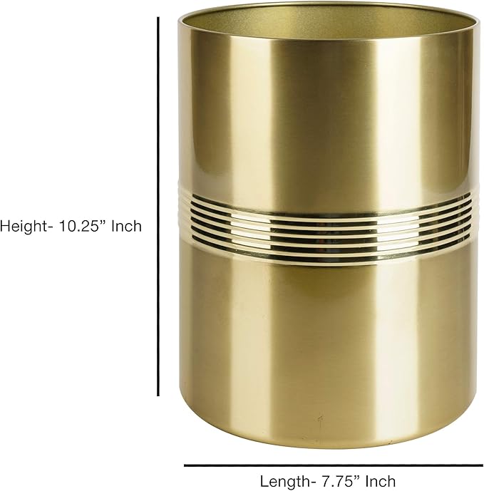 nu steel Jewel Decorative Stainless Steel Small Trash Can Wastebasket Garbage Container Bin for Bathrooms Powder Rooms Kitchens Home Offices - Gold Finish