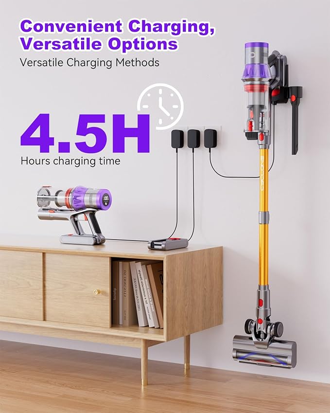YU7 Max Cordless Vacuum Cleaner 600W 70Min 55kPa Powerful Suction Stick Vacuum Anti-Tangle Touch Screen Self-Standing Lightweight Wireless Vac for Home Pet Hair Carpet Hard Floors