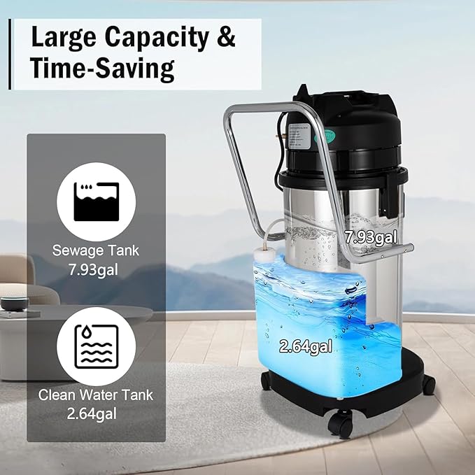 30L/40L/60L Commercial Carpet Cleaning Machine 3 in 1 Professional Extractor Upholstery Wet Dry Vacuum Cleaner Portable Spot Cleaner for Hotels Offices 30L