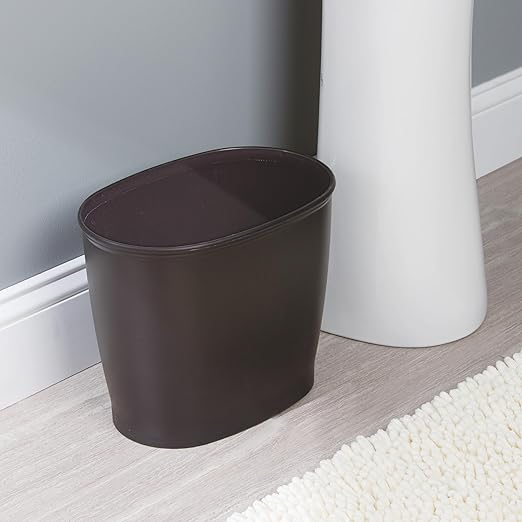 iDesign Slim Plastic Bathroom Trash Can Small Garbage Bin for Bedroom Office Desk Dorm Bronze (Pack of 2)