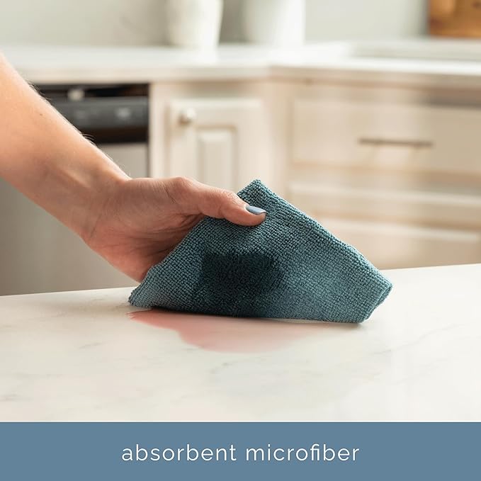 S&ampT INC. 100 Pack Microfiber Cleaning Cloth Edgeless Bulk Towels for Home Reusable Microfiber Towels for Cars Cleaning Rags Assorted Green and Grey 11.5 Inches x 11.5 Inches 100 Count