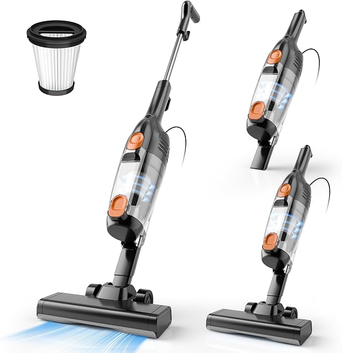 Vazone R6X Corded Stick Vacuum Cleaners for Home 20Kpa Powerful Suction Stick Vacuum with 16Ft Cord 2 in 1 Lightweight Handheld Vacuum Cleaner for Hardwood Floor Pet Hair