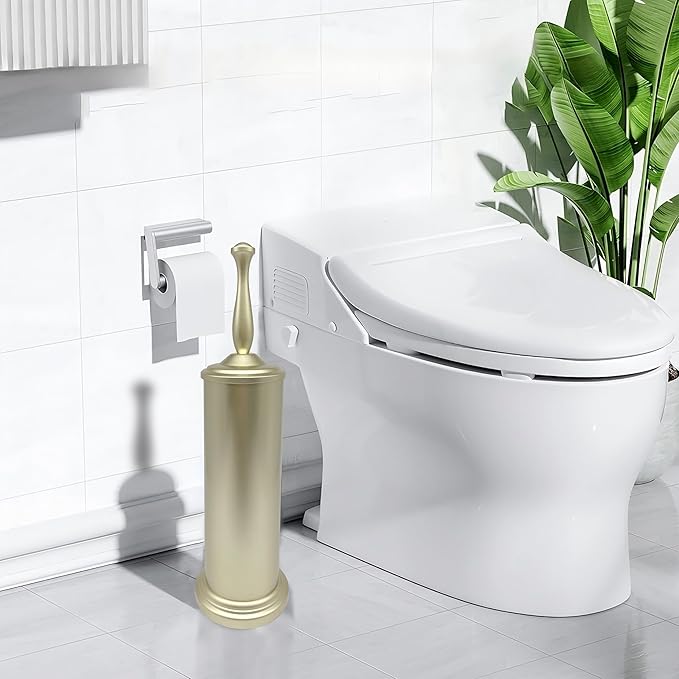 Satin Matte Soft Gold Toilet Bowl Brush with Holder Durable Bathroom Cleaning Tool Modern Design for Easy Toilet Maintenance Bathroom Cleaner Brush for Efficient Cleaning and Hygiene