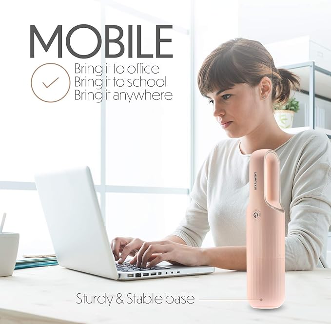 STARUMENT Portable Hand Vacuum Cleaner for Dust Pet Hair Dirt Home Car Interior Furniture Lightweight Easy to Use Compact Design Battery Rechargeable with USB-C Cable Pink