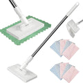 Mini Mop with One-Click Cloth Change Locking Head for Wet &amp Dry Cleaning Long Handle for Multi-Surface Use
