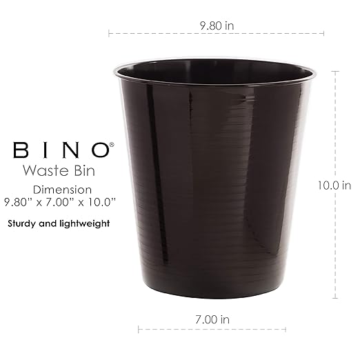 BINO Metal Waste Basket for Home Office Bathroom Dorm Kitchen and More | Trash Can Bin for Bedroom | Desk Trash Can | Home Essentials