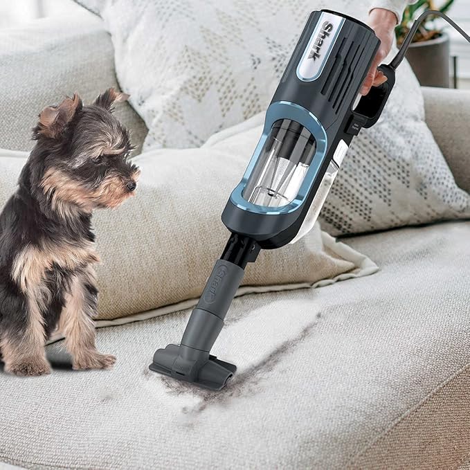 Shark UV580 Corded Stick Vacuum Performance Ultralight DuoClean with Self-Cleaning Brushroll Removable Handheld Blue (Renewed)