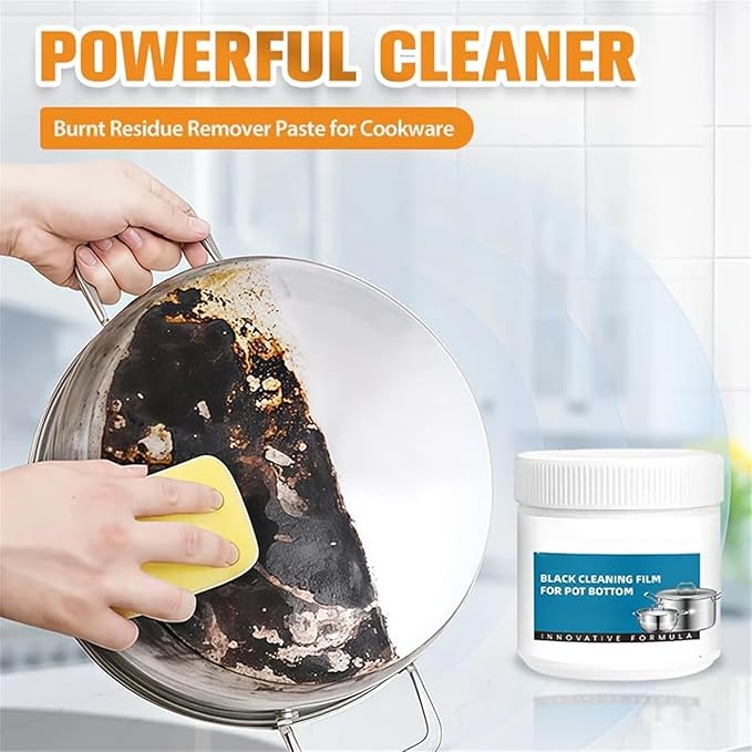 9.17oz Powerful Burnt Residue Remover Paste For Cookware Black Cleaning Film ForPot Bottom Stainless SteelBurnt Pot Cleaner Burnt GreaseRemoverFor Cast Iron Pots (1SET)