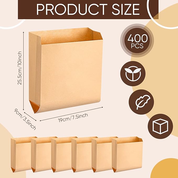 Thenshop 400 Pcs Waxed Kraft Feminine Hygiene Liner Bag Business Restroom Bathroom Personal Dispensers 7.5 x 10 Waste Receptacle Paper Liners Sanitary Napkin Disposal Bags Kraft Bag